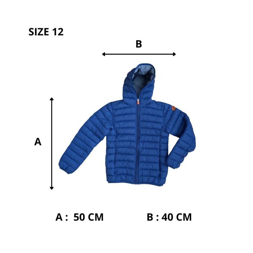 Save The Duck Kids Dony Blue Puffer Jacket Size 12 Animal Free Hooded Coat - Picture 12 of 12